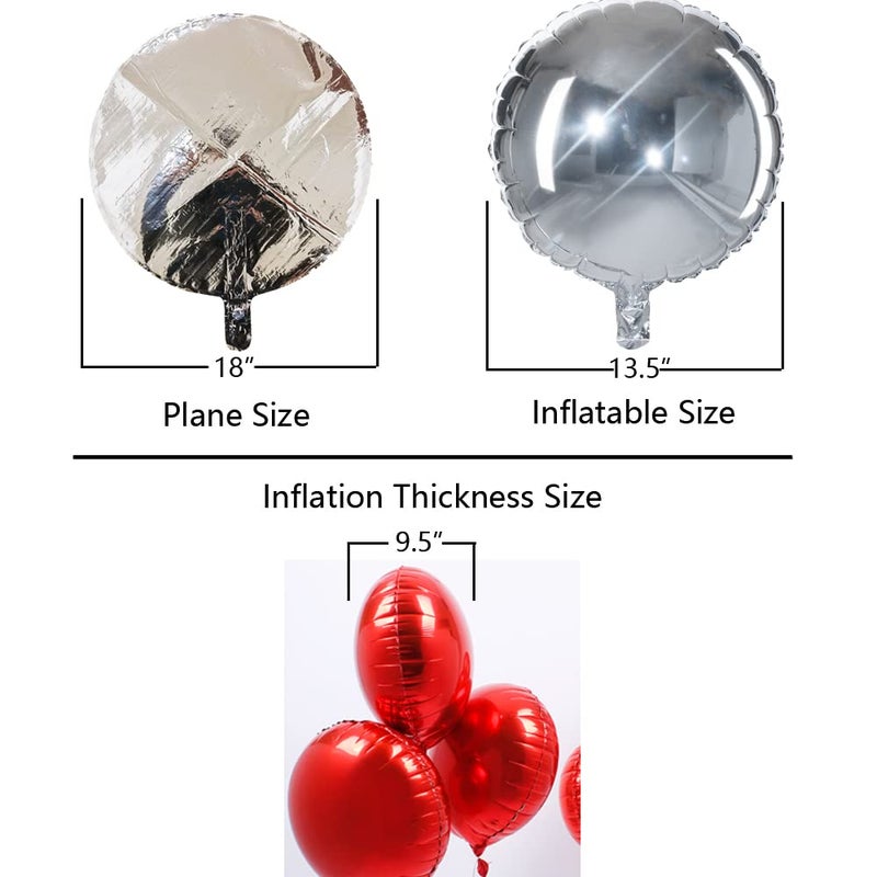 Adeer 18" Silver Round Shaped Foil Balloons Mylar Helium Balloons for Birthday Party Wedding Baby Shower Decorations, Pack of 20 - Image 3